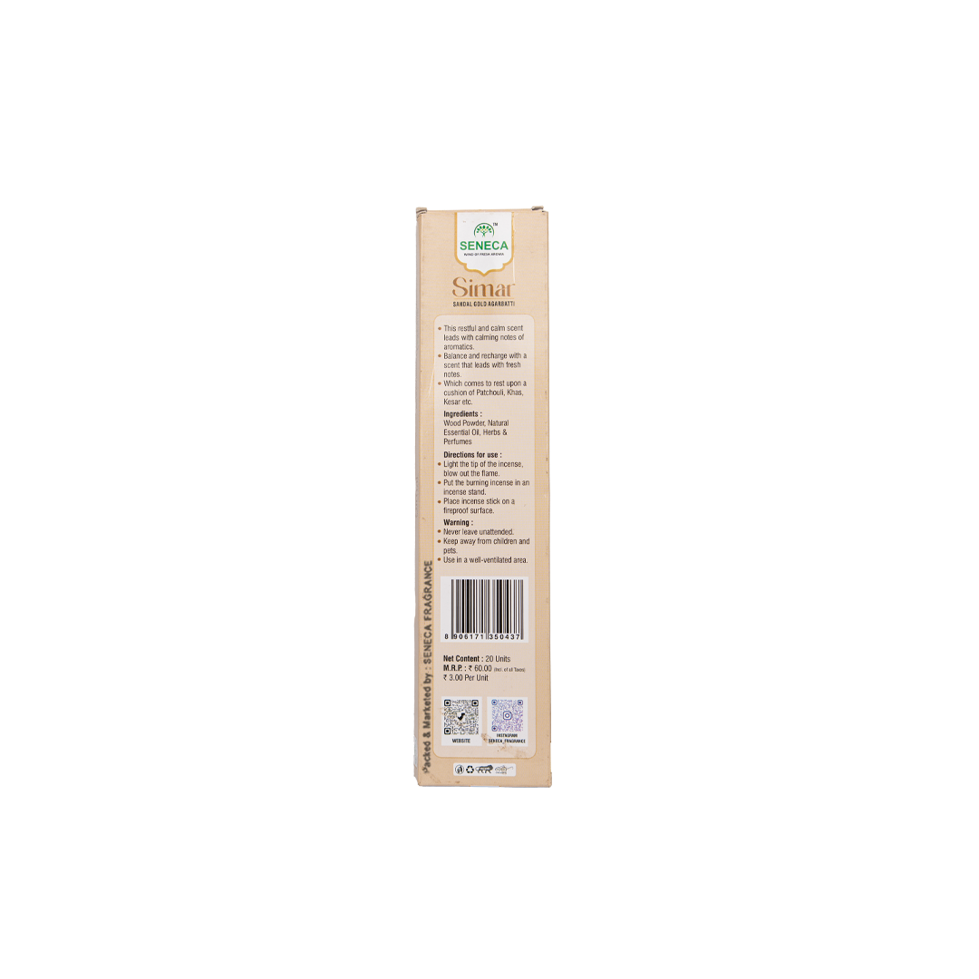 Simar Agarbatti (Pack of 6) - Sandal Gold + Kasturi + Patchouli (2 Pcs each)
