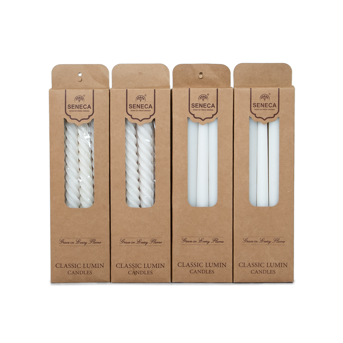 Classic Lumin Candles - Pack of 4 : 2 Boxes Spiral Candle &amp; 2 Boxes Plain Candle
