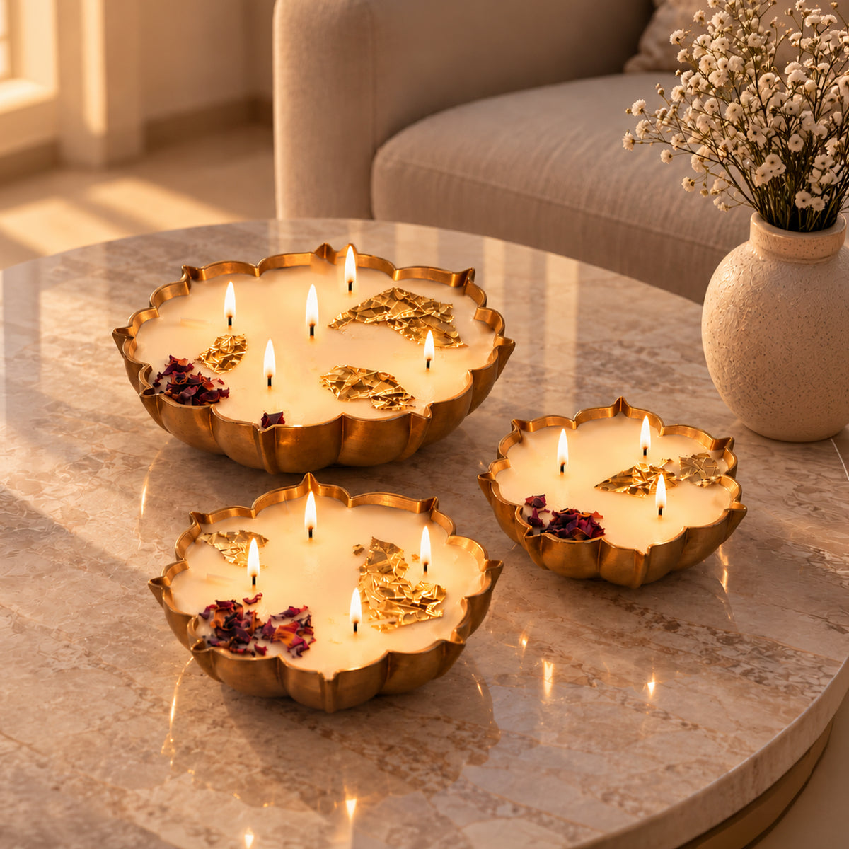 Floral Urli Candle Set of 3