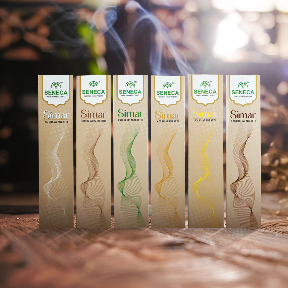 Simar Agarbatti (Pack of 6) - Mogra, Sandal Gold, Kesar, Khas, Patchouli &amp; Kasturi (1 Pc each)